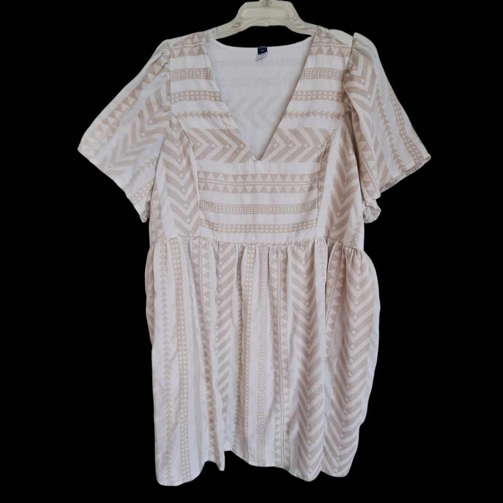 Old Navy Jacquard Mini Swing Dress Pockets Pullover Size 2X Neutral XXL - Picture 6 of 13